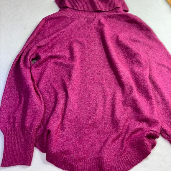 Tahari Womens Oversized Ribbed Cowl Neck Soft Sweater Raspberry Pink Size Small - Picture 6 of 6